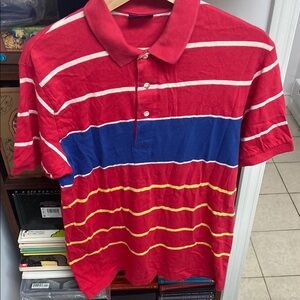 Vintage Hatheway’s Crew Red and Blue Striped Polo Shirt